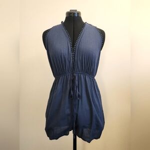 Backless Lace Trim Romper